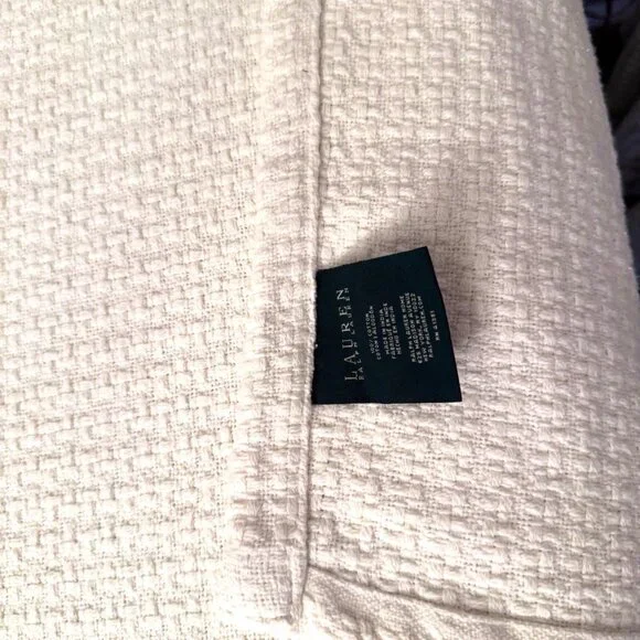 Lauren Ralph Lauren Blanket 100% Cotton Full / Queen White Basketweave Luxury - Picture 4 of 10
